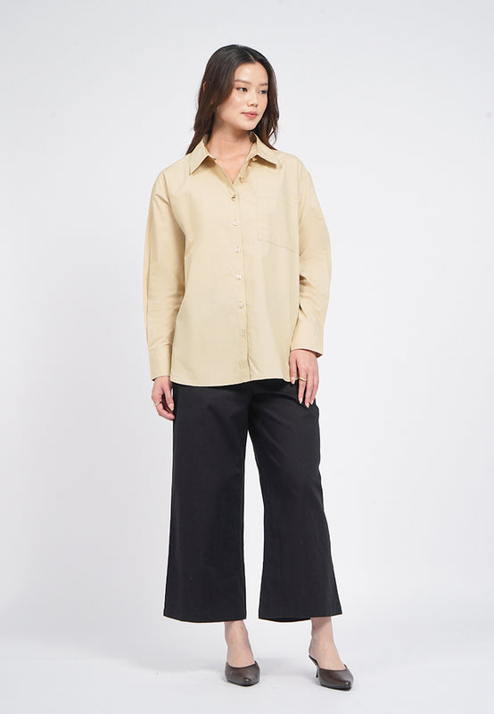 Long Sleeve Blouse with Fancy Button