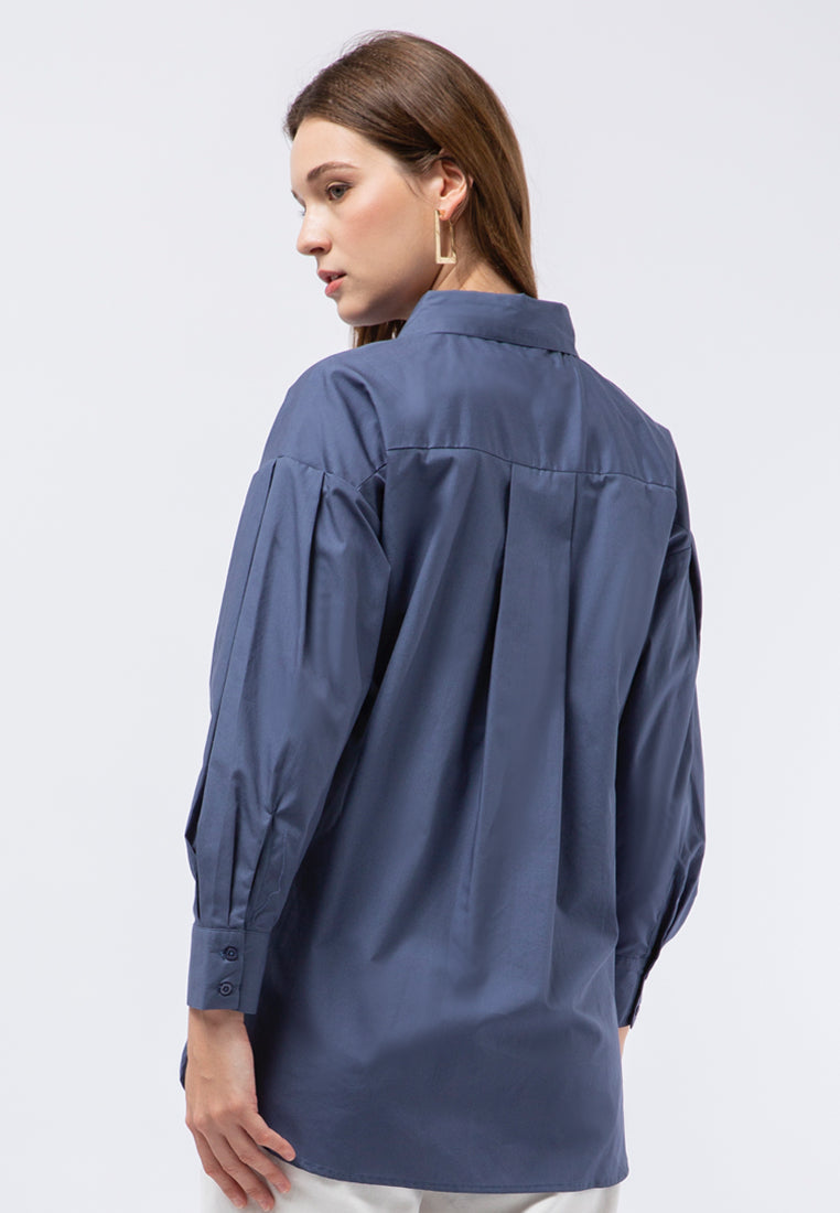 Loose Blouse with Pleated Sleeves