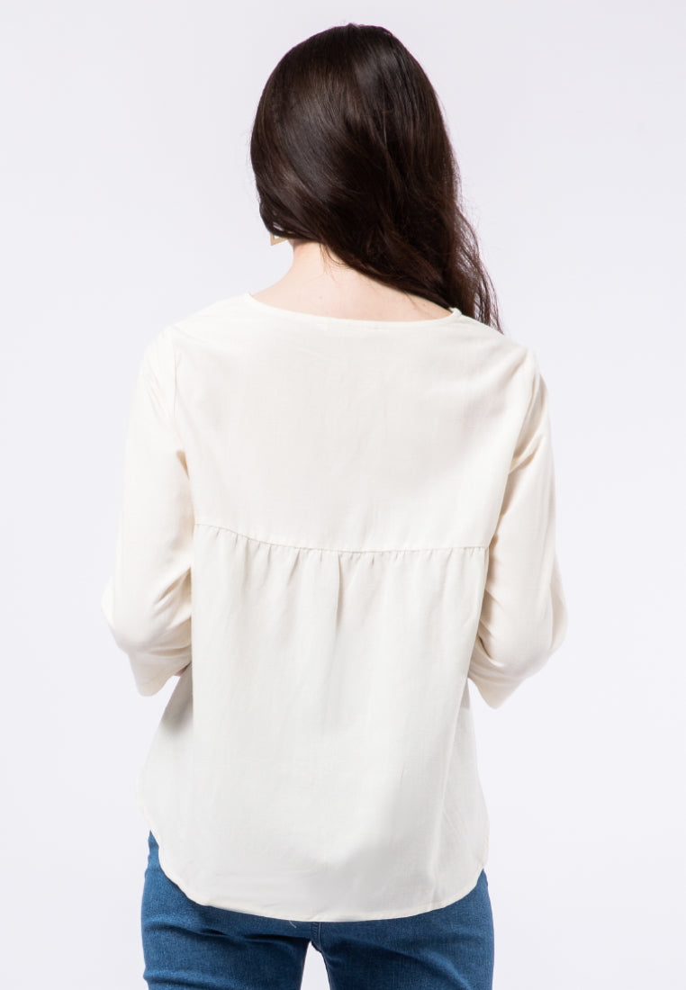 Round Neck 3/4 Sleeve Blouse