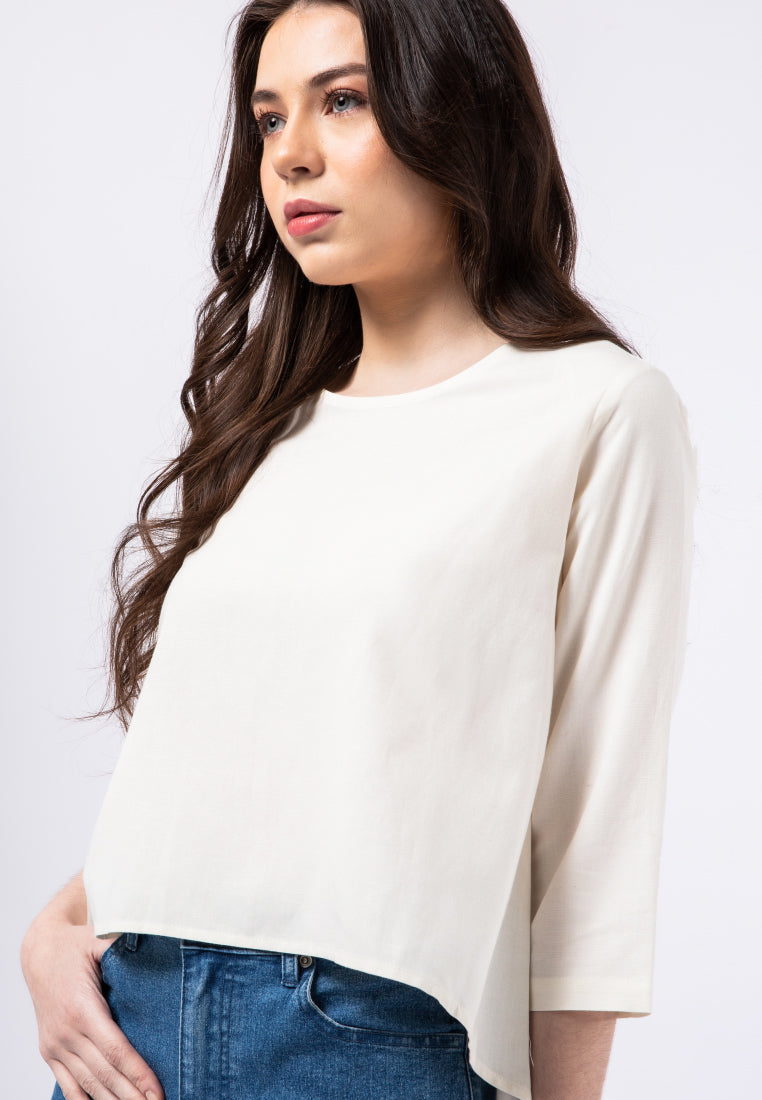 Round Neck 3/4 Sleeve Blouse
