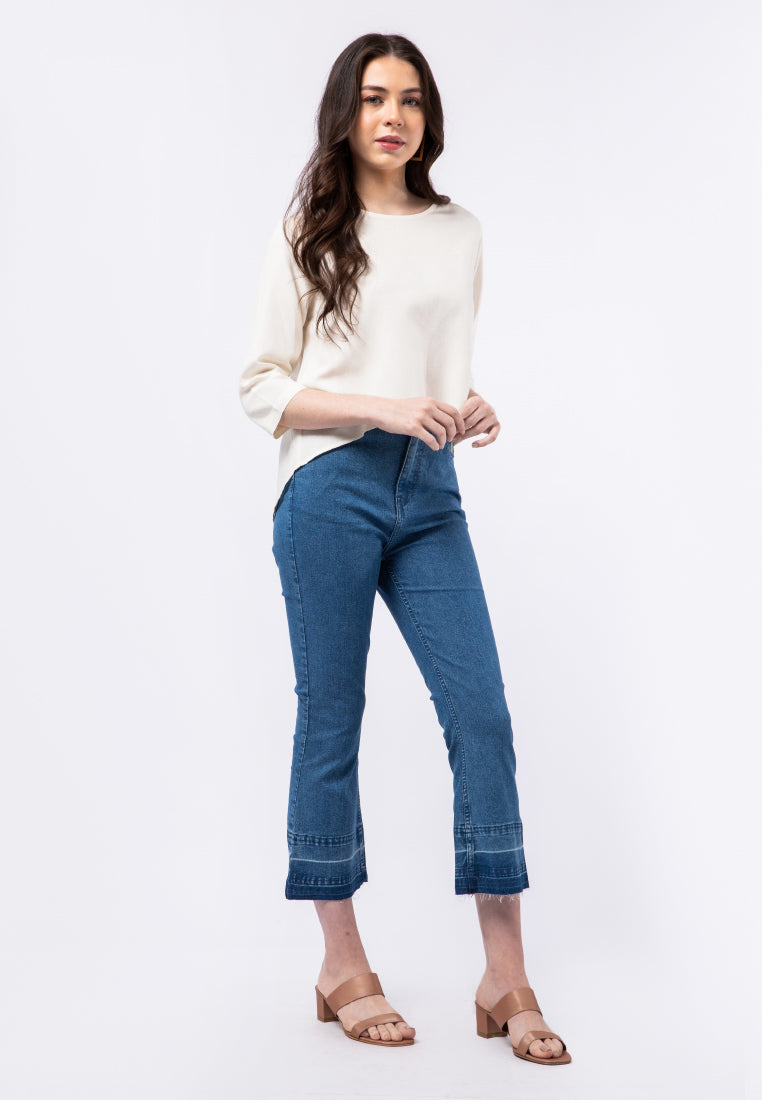 Round Neck 3/4 Sleeve Blouse