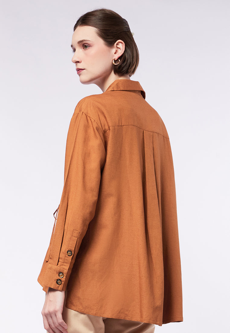 V-Neck Blouse with Adjustable Waist