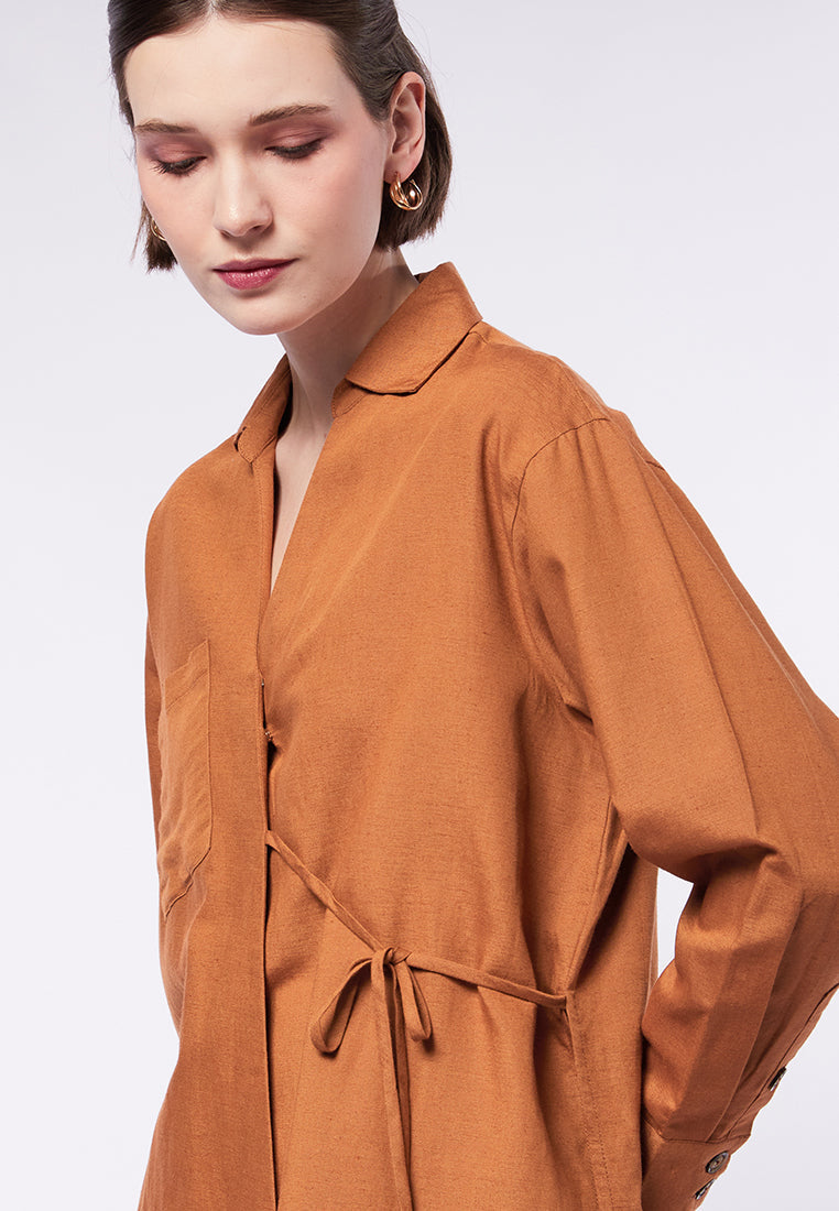 V-Neck Blouse with Adjustable Waist