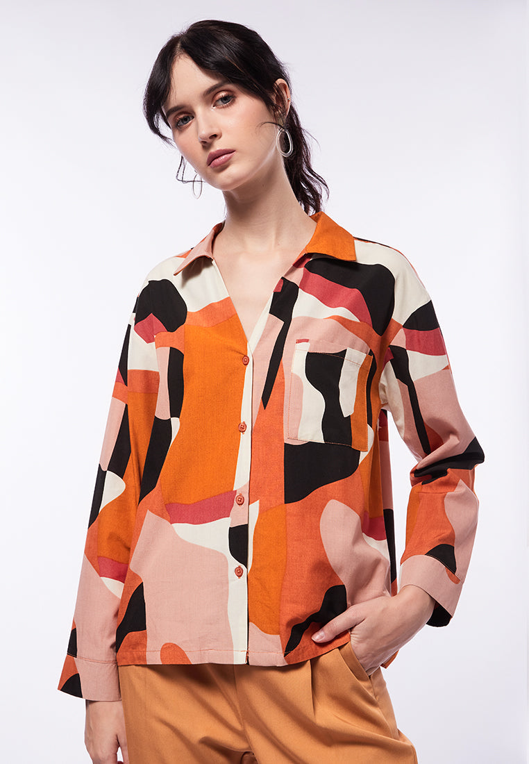 Printed Long Sleeve Blouse