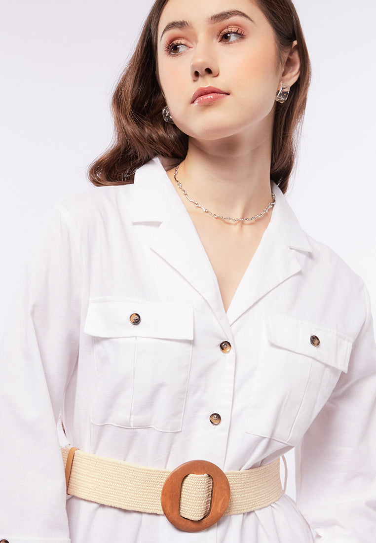 Tailored Collar Long Sleeve Blouse
