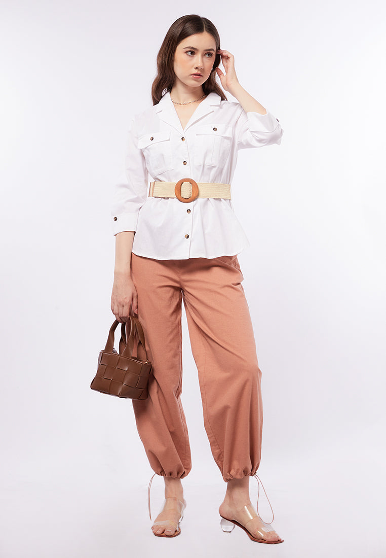 Tailored Collar Long Sleeve Blouse