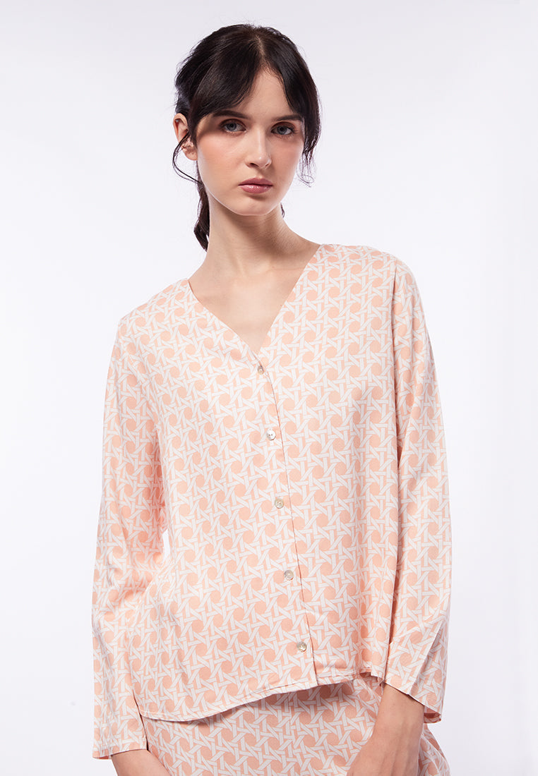 V-Neck Long Sleeve Lounge Top