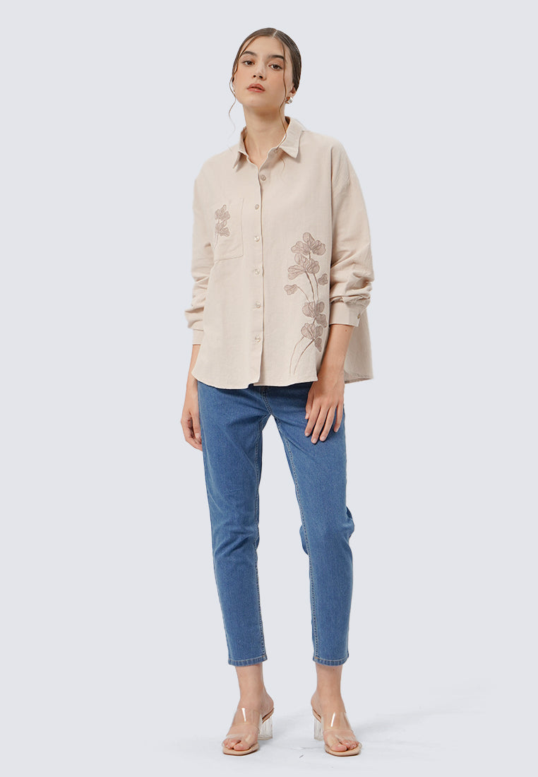 Embroidered Long Sleeve Blouse