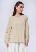 Round Neck Blouse with Lace Trim Details