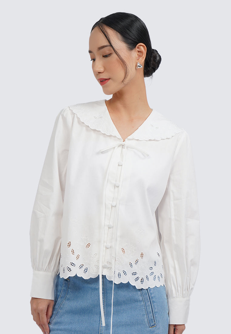 Embroidered Collar Blouse