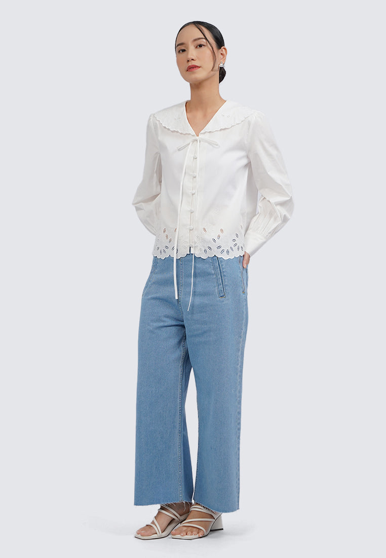 Embroidered Collar Blouse
