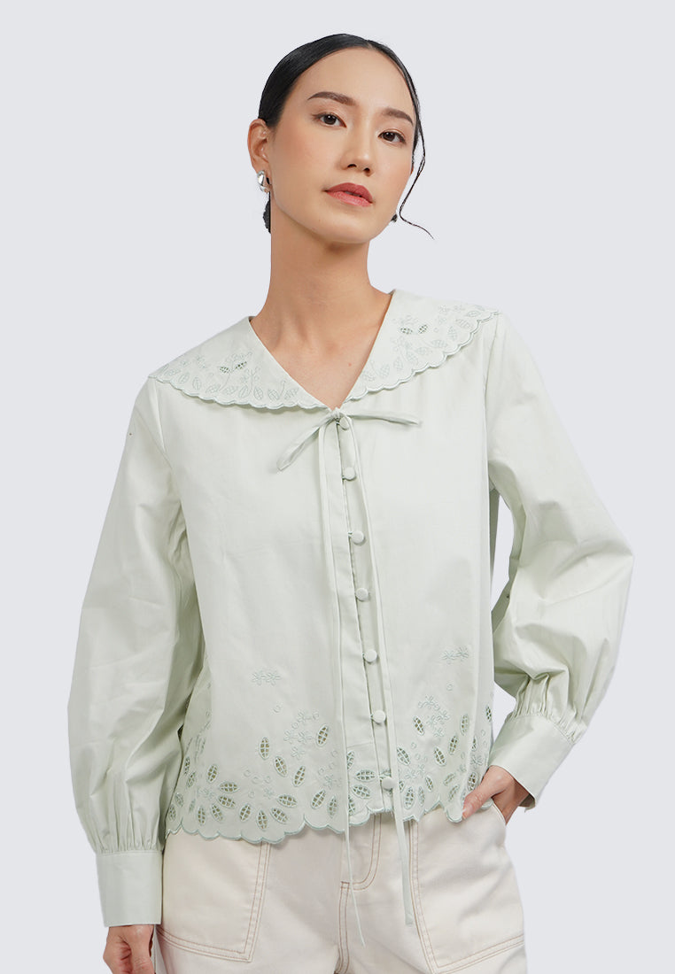 Embroidered Collar Blouse