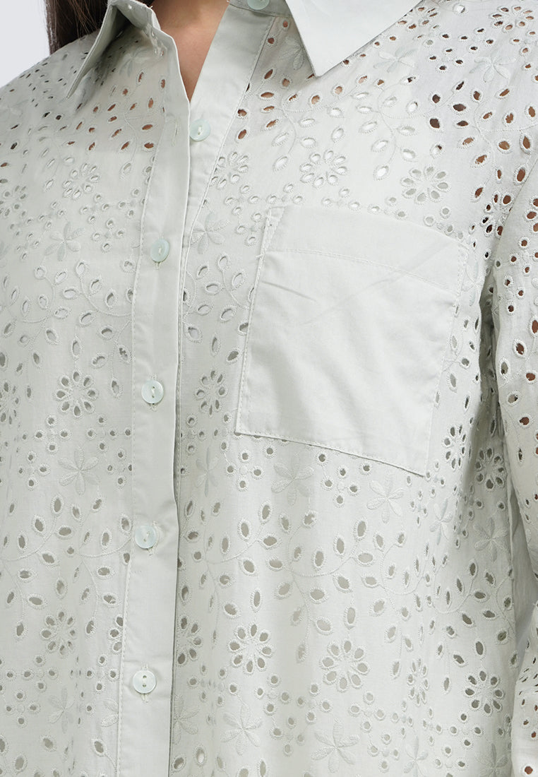 Eyelet Long Sleeve Shirt