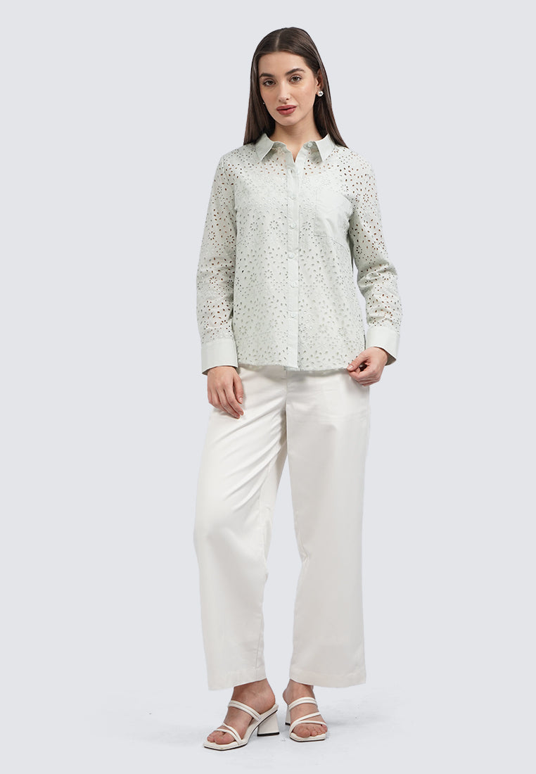 Eyelet Long Sleeve Shirt
