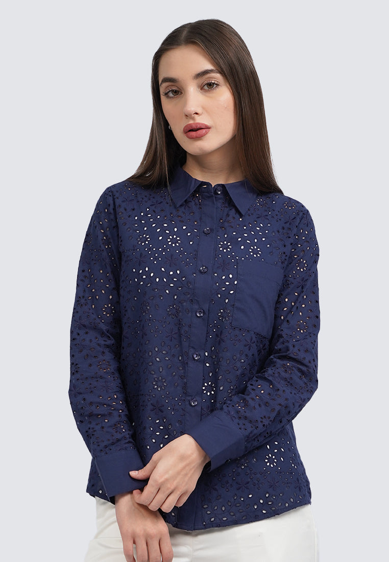 Eyelet Long Sleeve Shirt