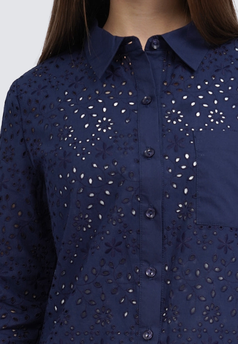 Eyelet Long Sleeve Shirt