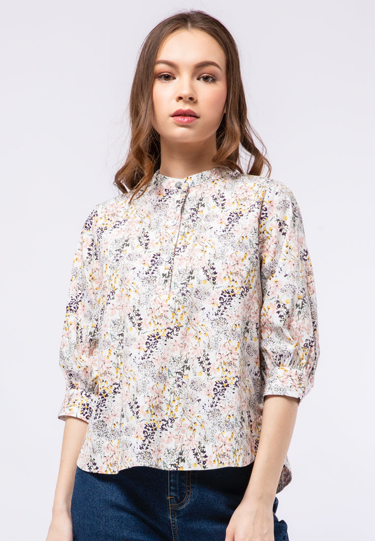 3/4 Sleeve Printed Blouse
