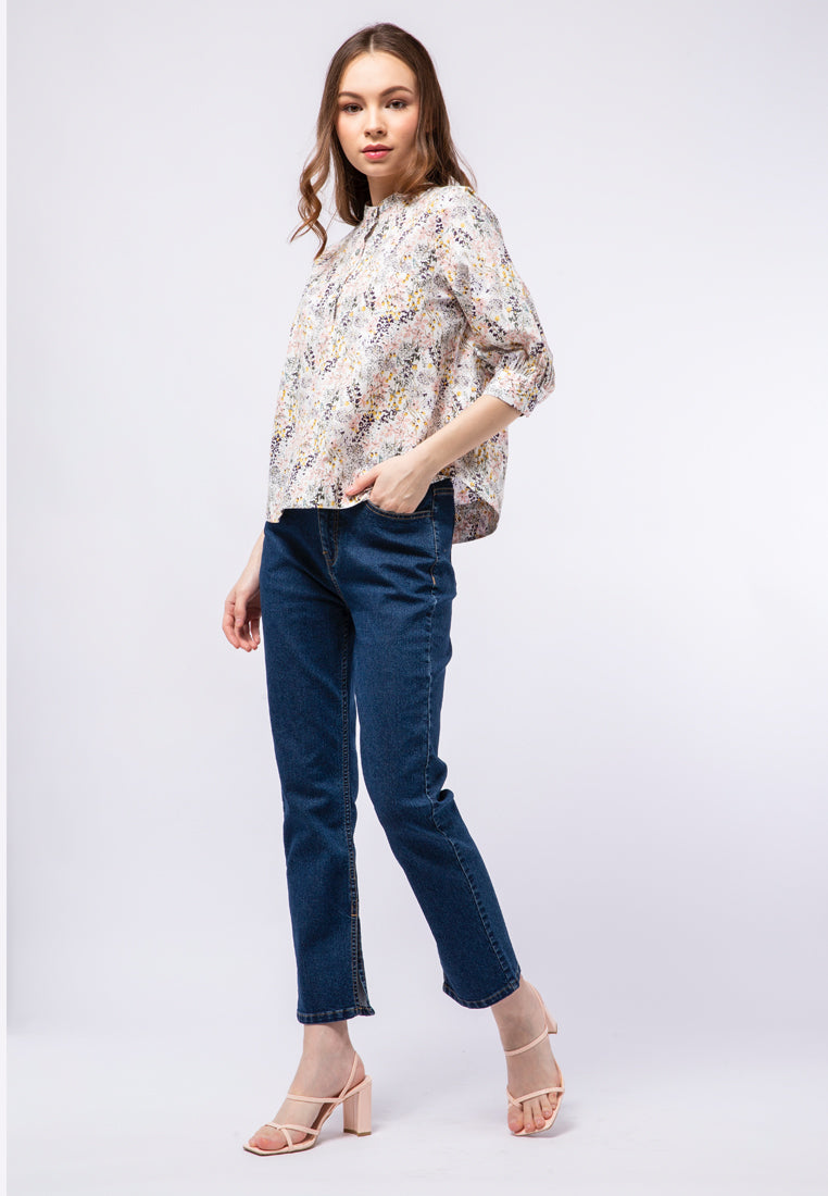 3/4 Sleeve Printed Blouse