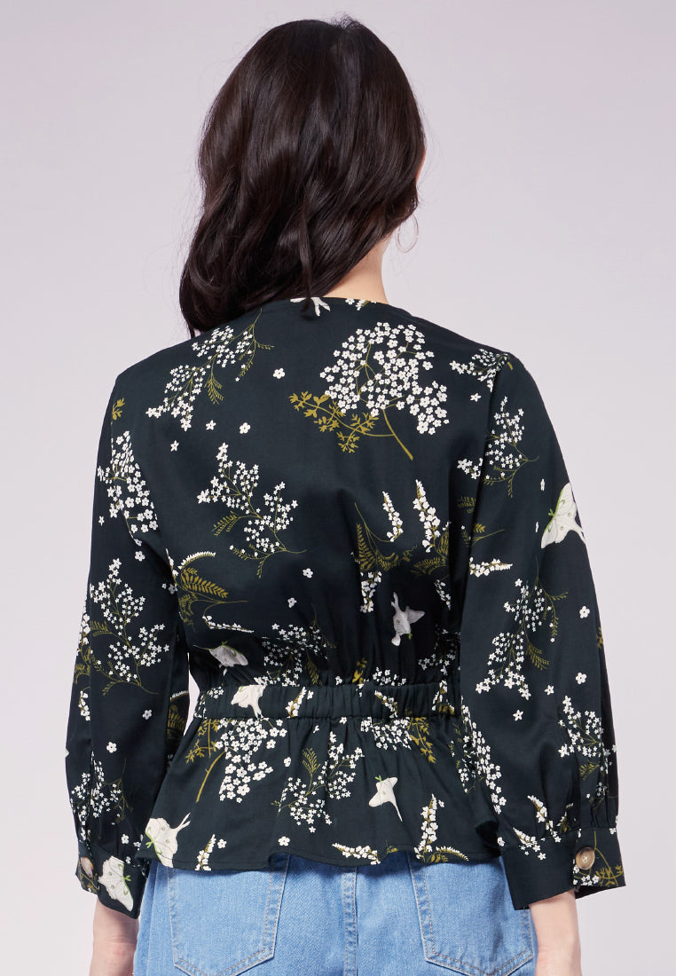 Puff Sleeve Blouse with Elastic Waist