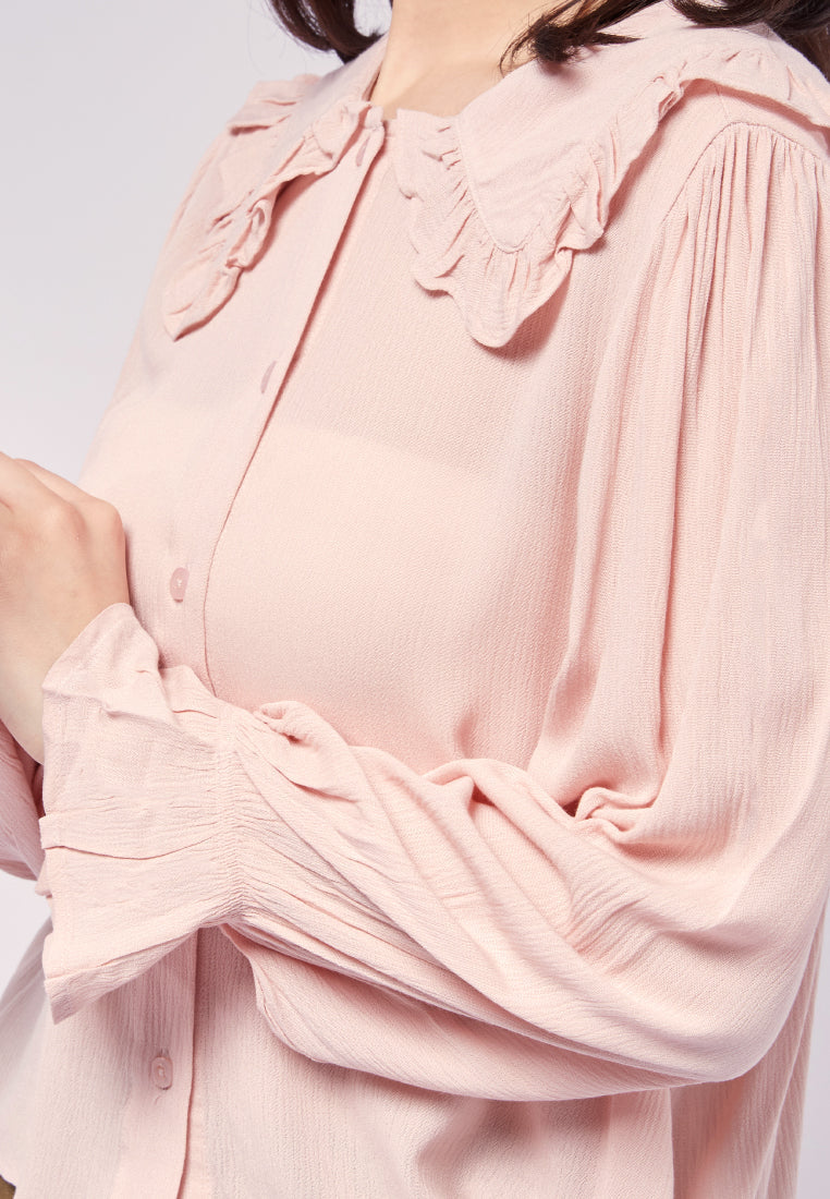 Crinkle Blouse with Elastic Sleeve Details