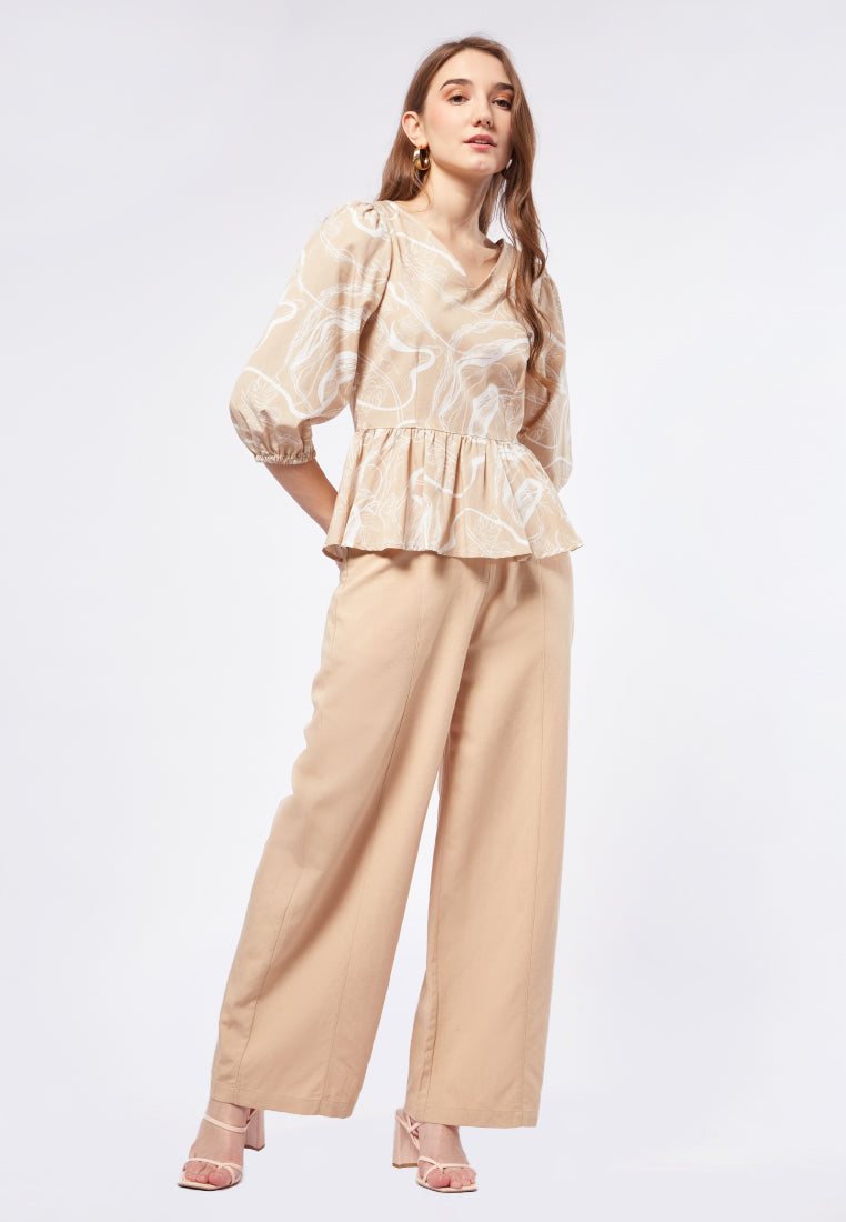 Balloon Sleeves Printed Blouse