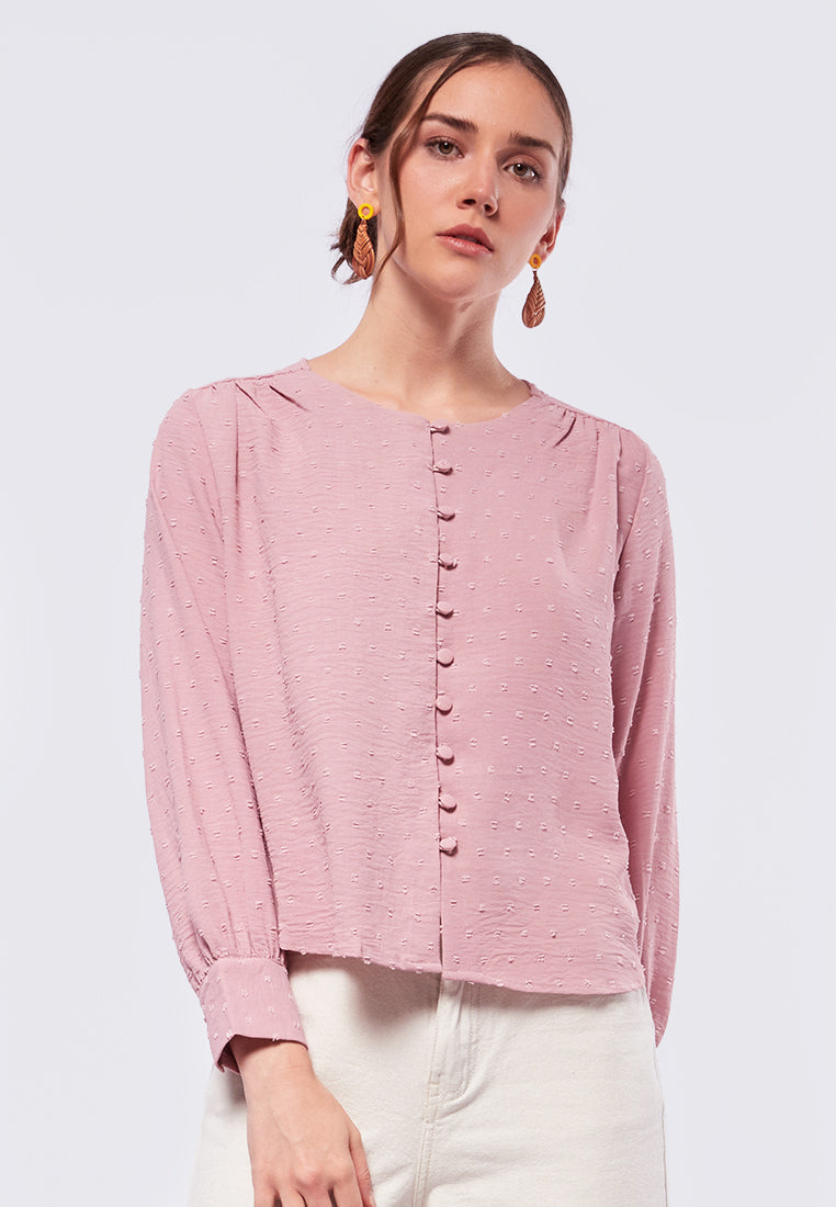 Long Sleeve Blouse with Gather Details