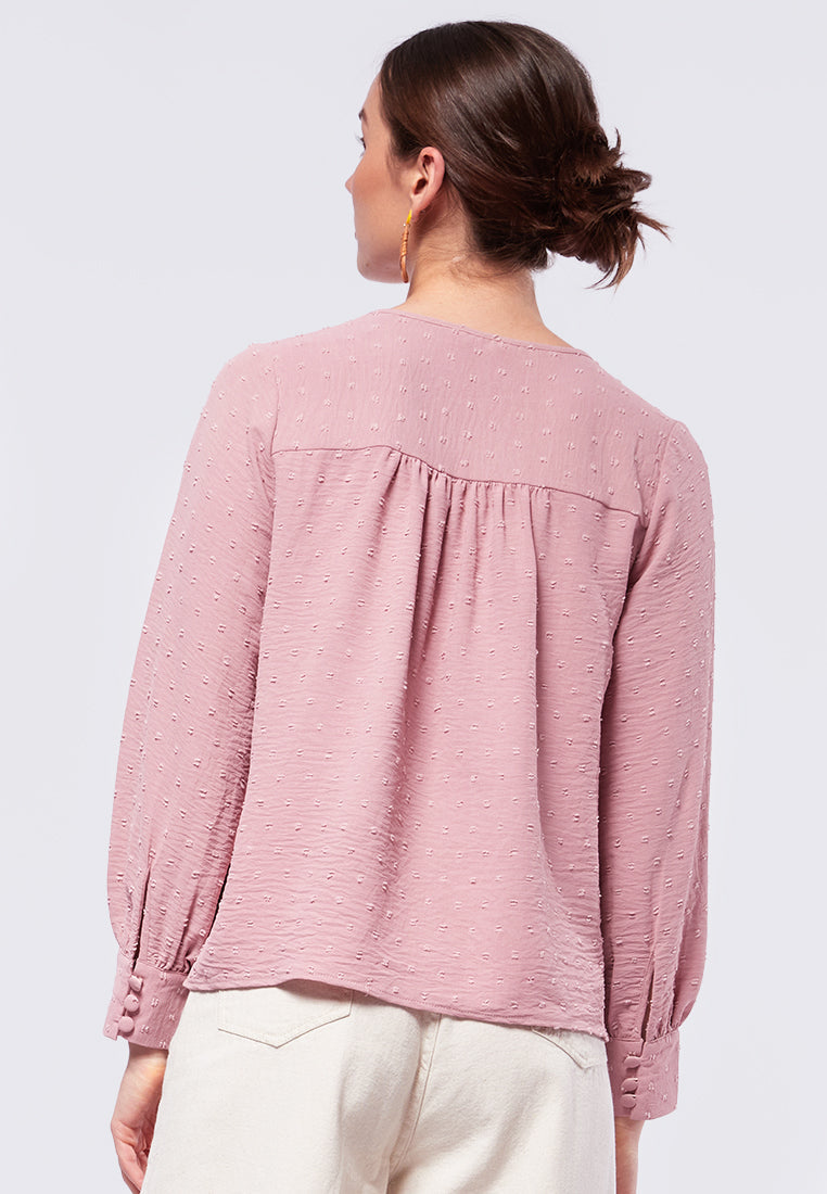 Long Sleeve Blouse with Gather Details