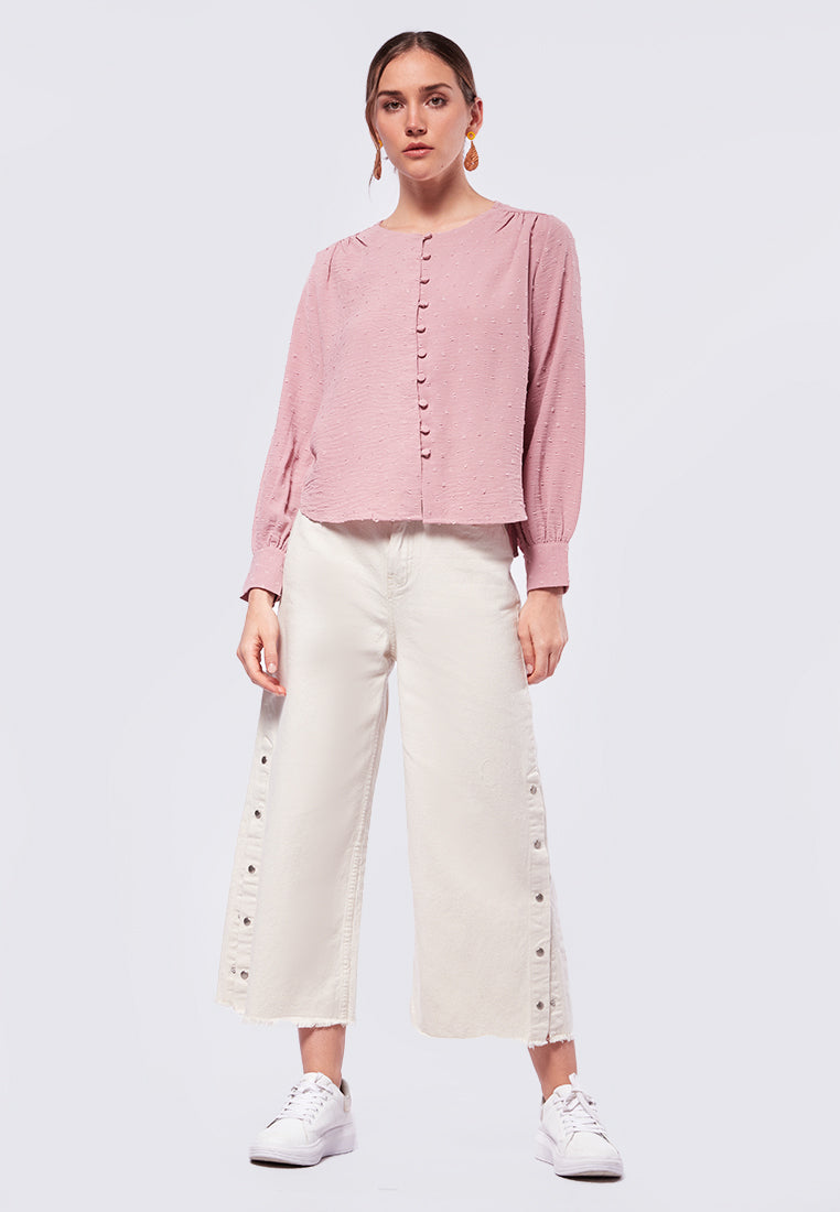 Long Sleeve Blouse with Gather Details