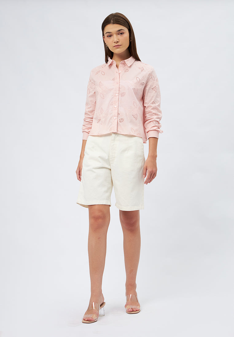 Long Sleeve Eyelet Blouse