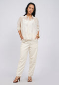 Printed Long Sleeve Sheer Blouse