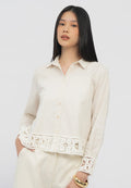 Embroidered Long Sleeve Linen Blouse