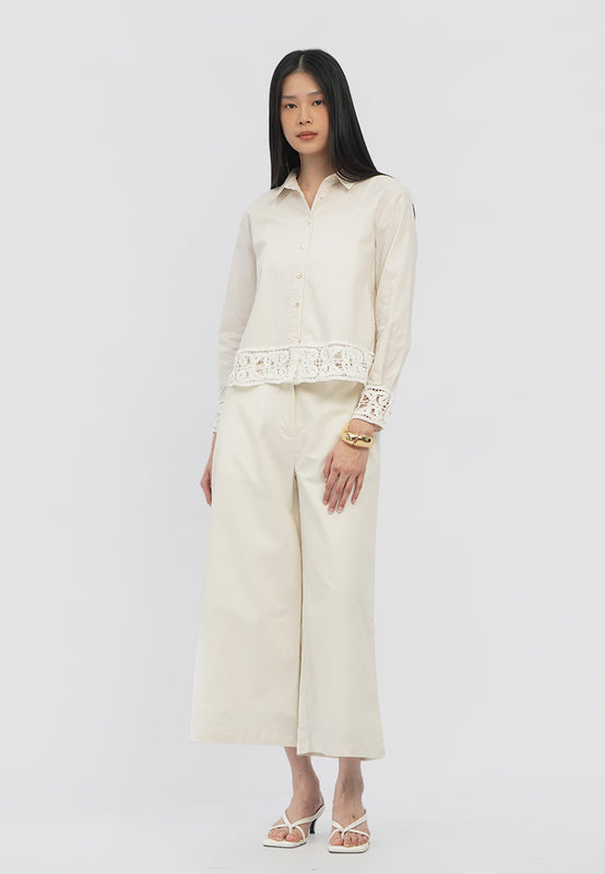 Embroidered Long Sleeve Linen Blouse