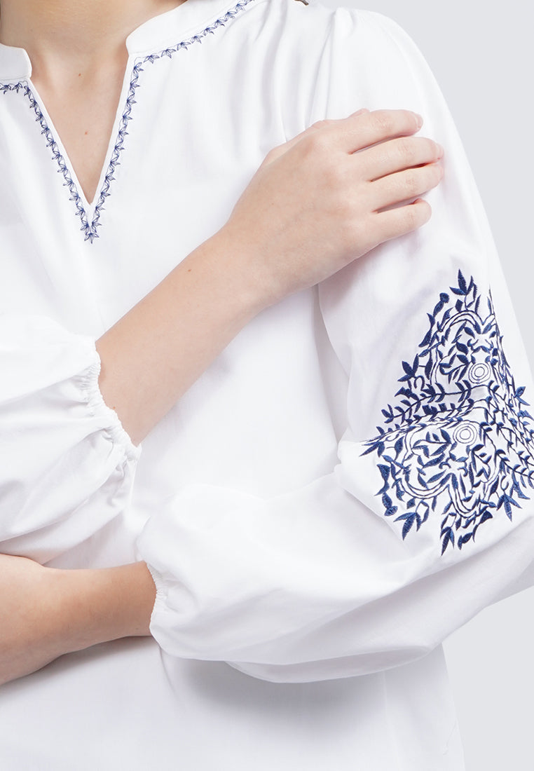 V-Neck Embroidered Blouse