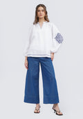 V-Neck Embroidered Blouse