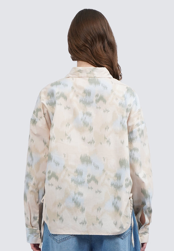 Oversized Long Sleeve Printed Blouse