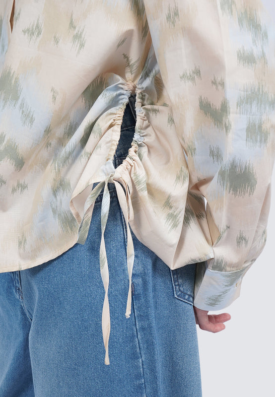 Oversized Long Sleeve Printed Blouse