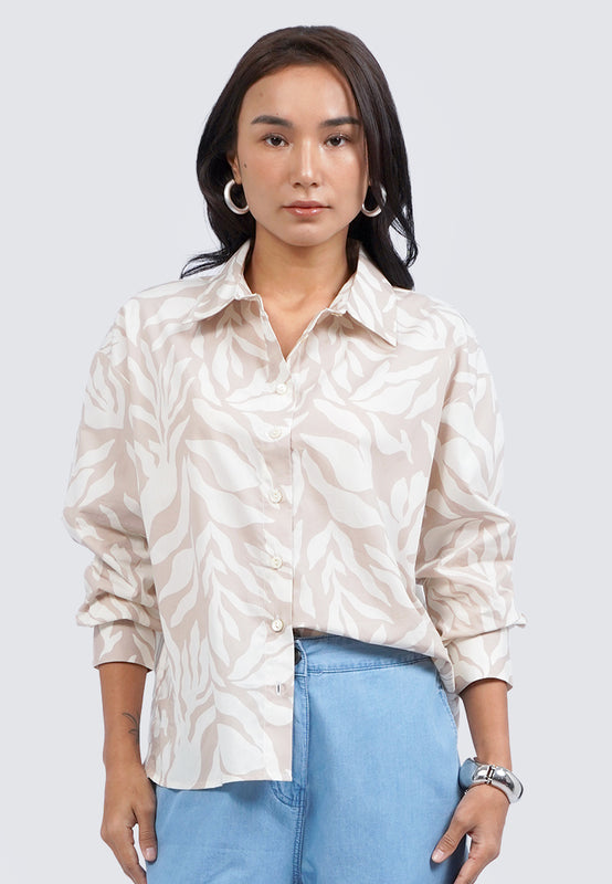 Oversized Long Sleeve Printed Shirt