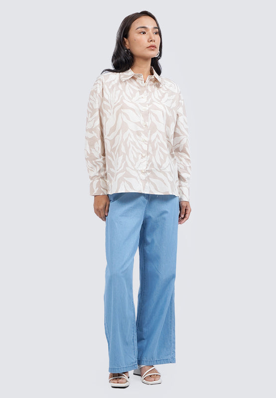 Oversized Long Sleeve Printed Shirt