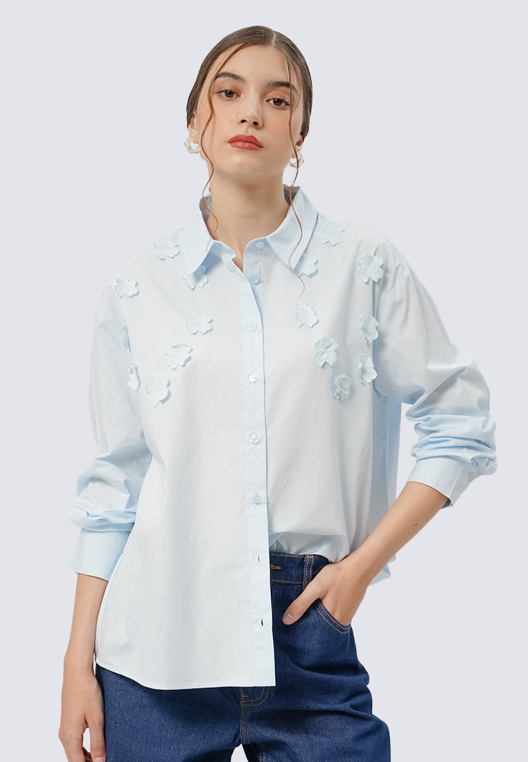 Flower Details Long Sleeve Shirt