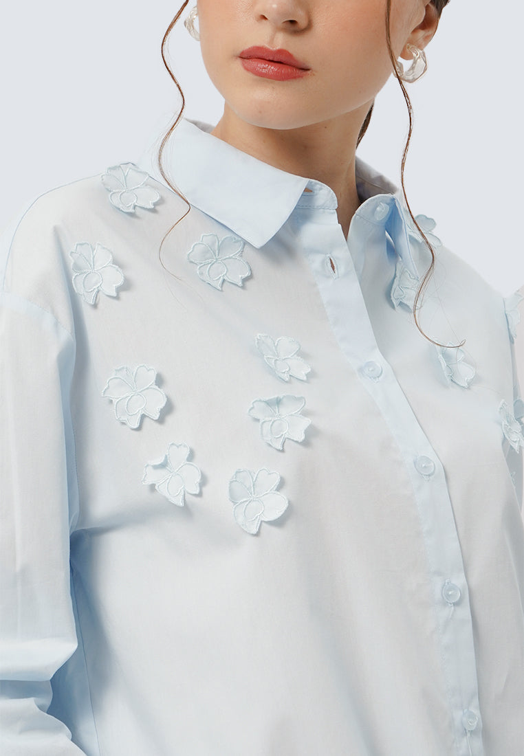 Flower Details Long Sleeve Shirt