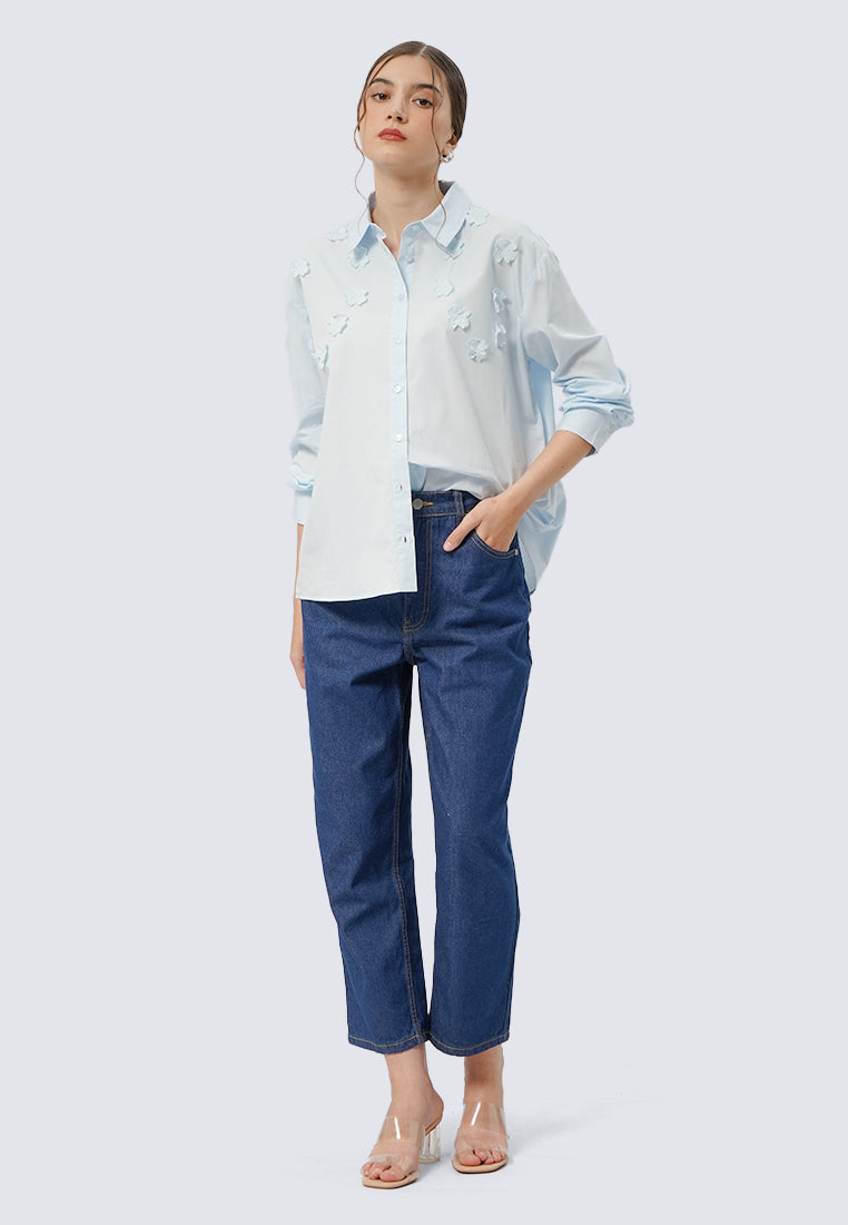Flower Details Long Sleeve Shirt