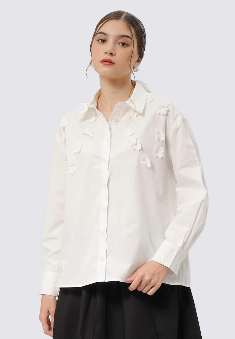 Flower Details Long Sleeve Shirt