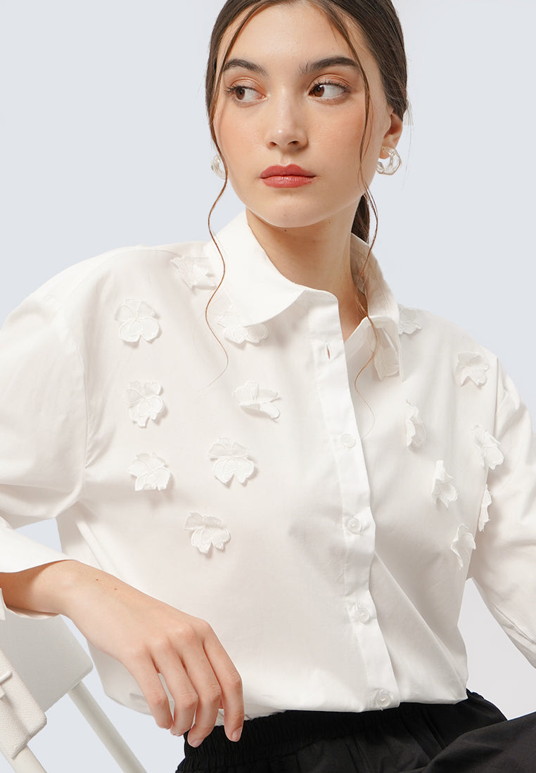 Flower Details Long Sleeve Shirt