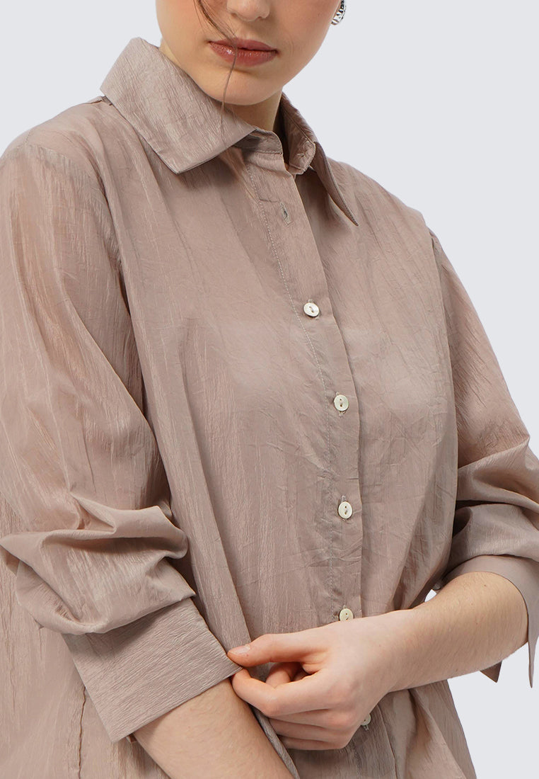 Long Sleeve Textured Blouse