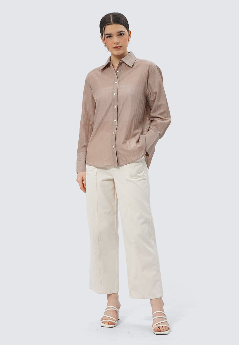 Long Sleeve Textured Blouse