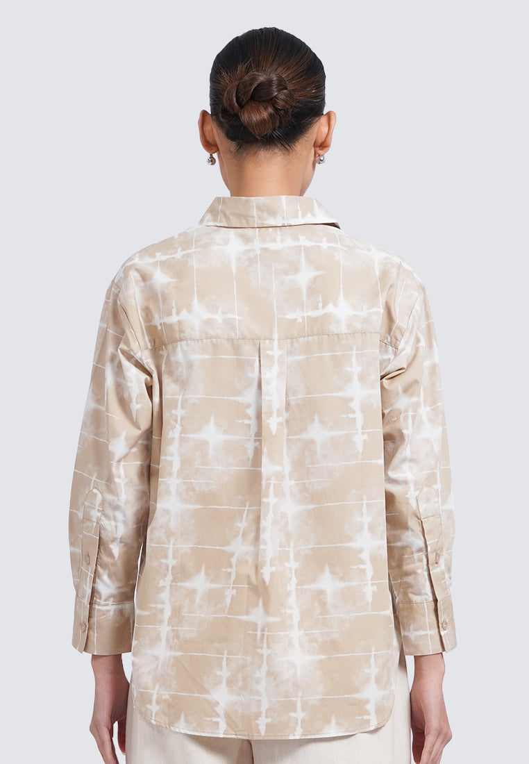 Oversized Long Sleeve Printed Blouse