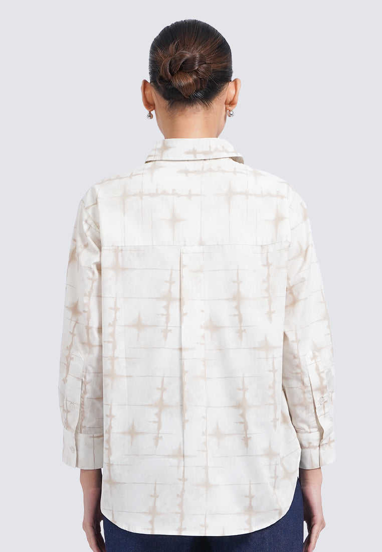 Oversized Long Sleeve Printed Blouse