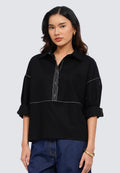 Loose Contrast Stitch Blouse