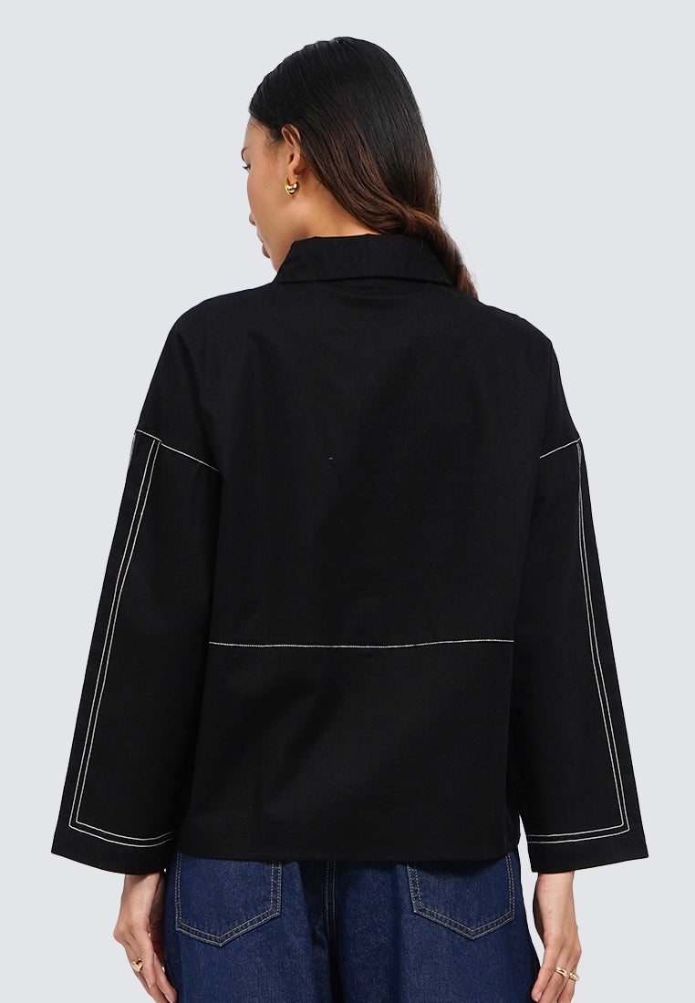 Loose Contrast Stitch Blouse