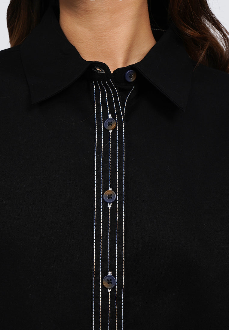 Loose Contrast Stitch Blouse